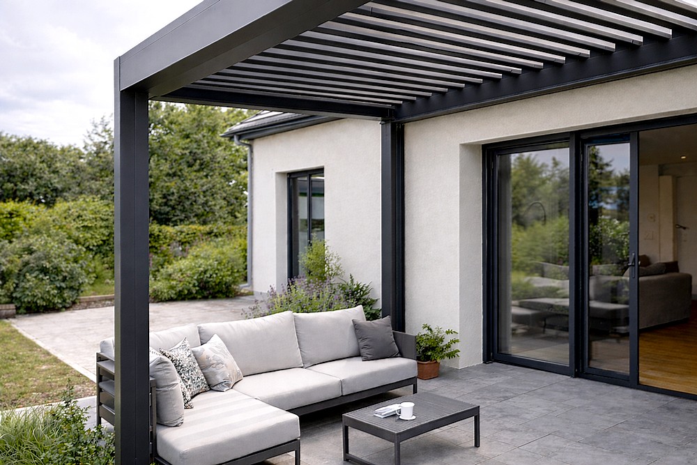 Pergola bioclimatique dans la Somme. Pose et installation à Flixecourt, Amiens, Abbeville...