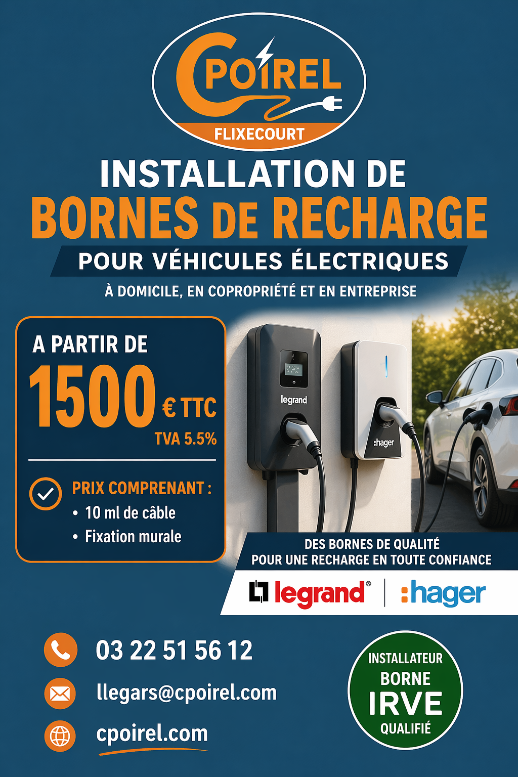 INSTALLATION DE VOTRE BORNE DE RECHARGE IRVE